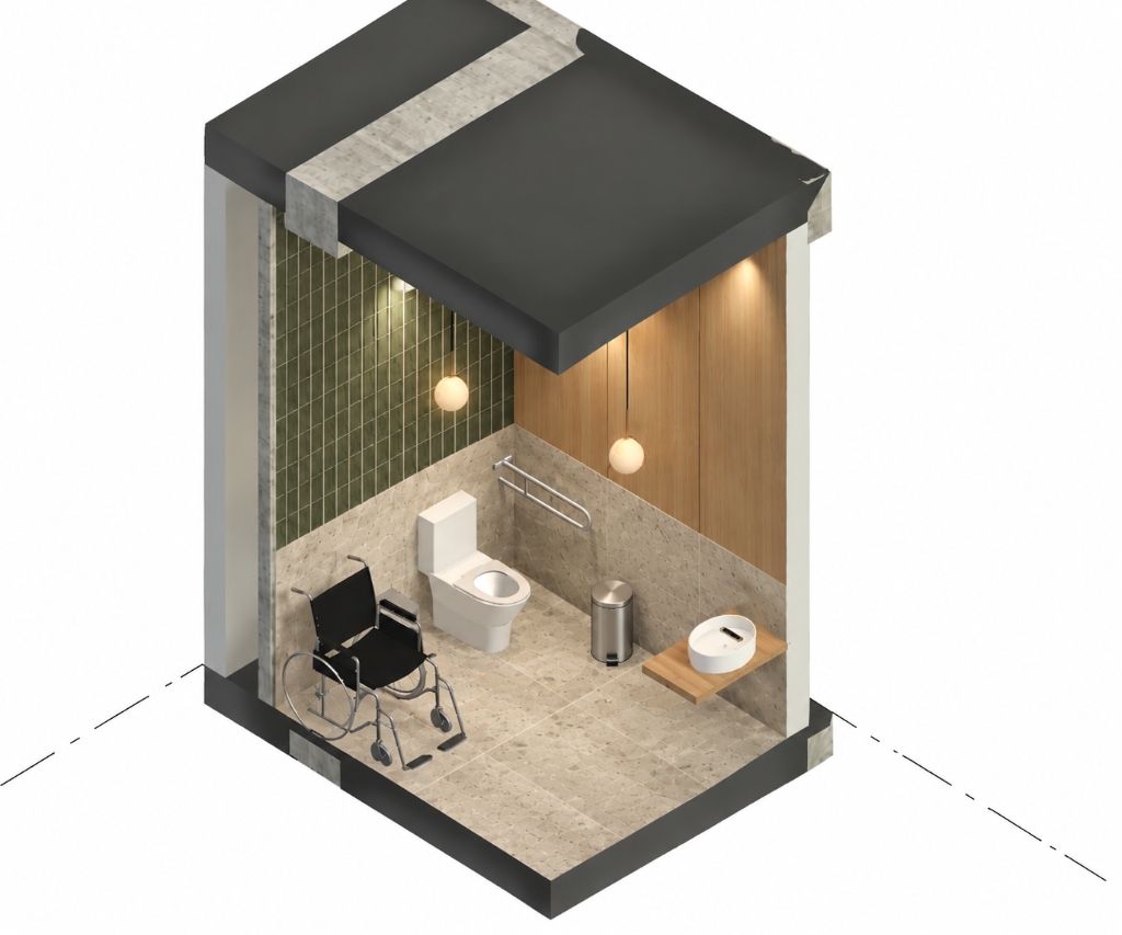 Render Baño Discapacitado Isométrico Grande